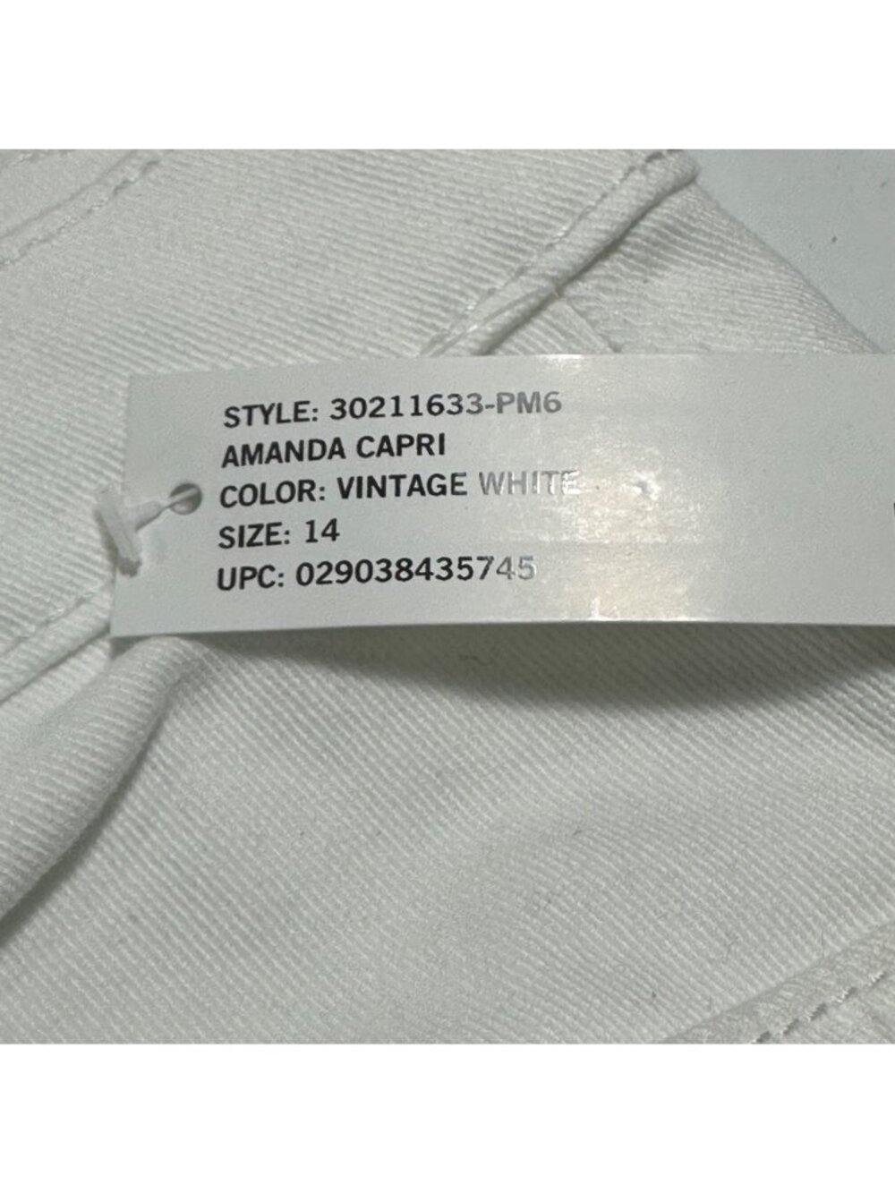 NWT Gloria Vanderbilt Womens Amanda Capri Pants White SZ14 Coastal Travel Resort - Picture 8 of 13